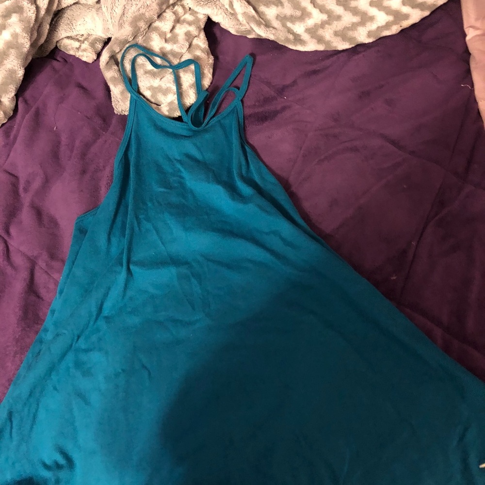 Teal High Neck Tank Top